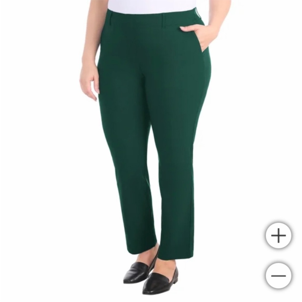 NWT Hilary Radley Green Straight Leg Pull On Pant Tummy Control Size 12 and 14